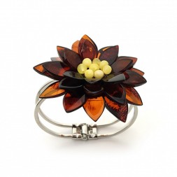 Браслет &quot;Лотос&quot; из Янтаря на мет.обруче