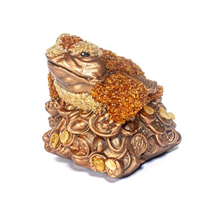 Фигурка &quot;Жаба&quot;-копилка большая с монетами Янтарь/керамика купить