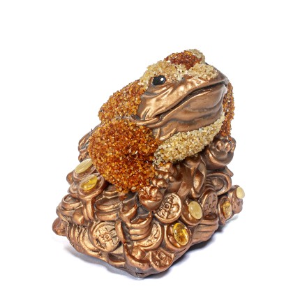 Фигурка &quot;Жаба&quot;-копилка большая с монетами Янтарь/керамика купить