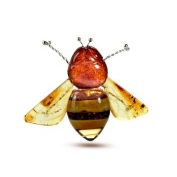 Брошь &quot;Пчела&quot; из янтаря и юв. сплава